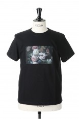 Flower Photo Message Crew Neck T Shirt -BLACK (VGC1231)