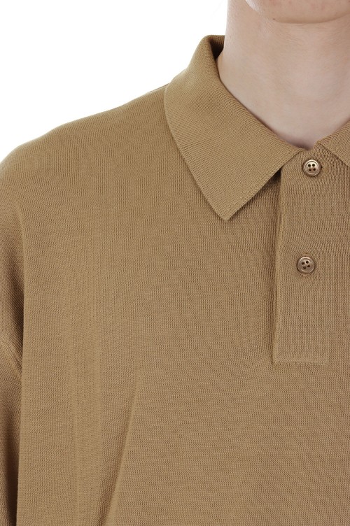 Suvin Oversized L/S Polo - BEIGE (GM211-80038B) | セレクトショップ