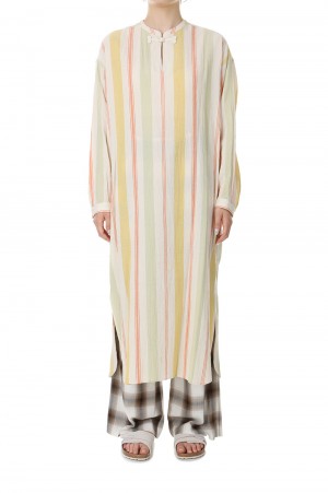 Cotton stripe shirt dress-GREEN STRIPE(PS21-SH03)