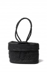 LIDDED BASKET S -BLACK (LEATHER BASKET)(KG10)
