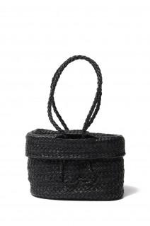 LIDDED BASKET S -BLACK (LEATHER BASKET)(KG10)