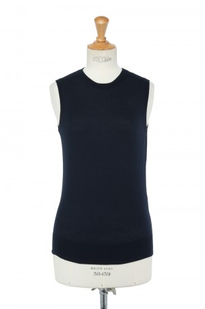 18G Polyester x Cotton Ultra Water-repellent No-Sleeve -NAVY(SL5S-196)