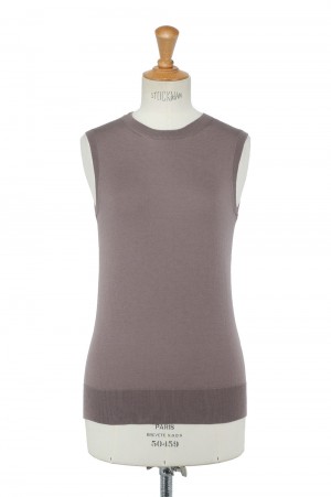 18G Polyester x Cotton Ultra Water-repellent No-Sleeve -LIGHT BROWN(SL5S-196)