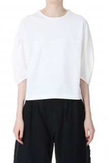 Twisted cotton shell sleeve top -SNOW (TS0702-SS21)