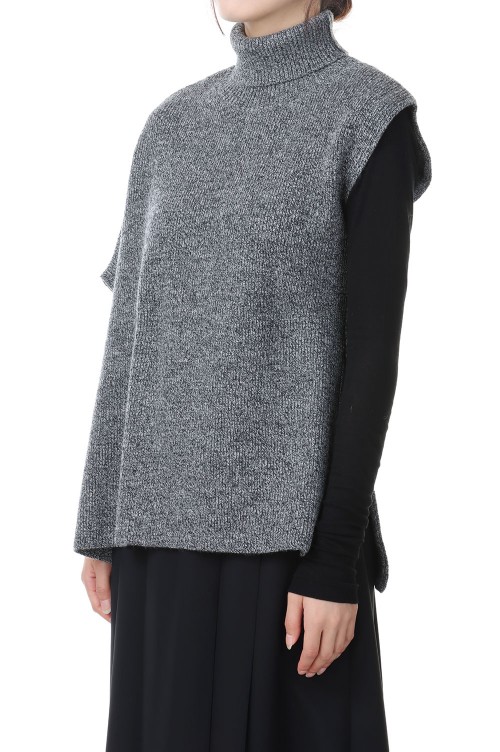 Asymmetry Wool Knit Vest -Black (015-021-KT17) | セレクトショップ