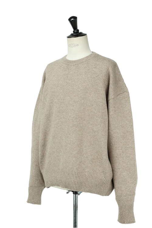 EX FINE LAMBS CREW NECK KNIT LS(ST.309)-BEIGE- | セレクトショップ