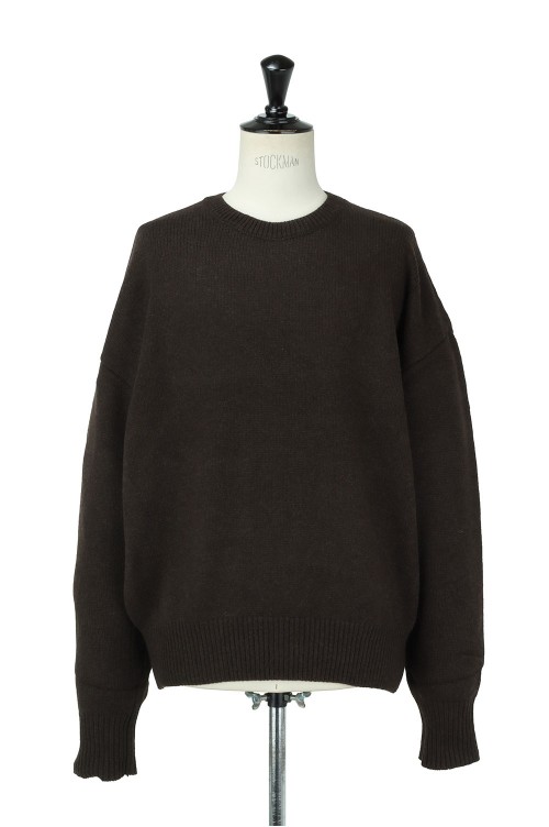 EX FINE LAMBS CREW NECK KNIT LS(ST.309)-DARK BROWN- | セレクト