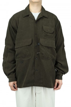 TECH FISHERMANS OPEN COLLAR SHIRTS - OLIVE (BE-84021W) | セレクト