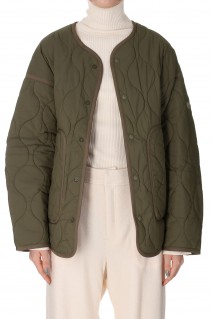 W'S NO COLLAR QUILTED JACKET -TAUPE (WTW21210SK)