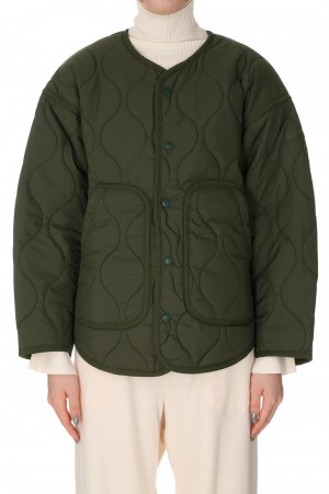 W'S NO COLLAR QUILTED JACKET -OLIVE DRAB (WTW21210SK)