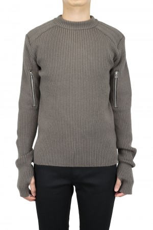 SHOULDER PAD KNIT SWEATER(4B001-0121-38)-BEIGE-