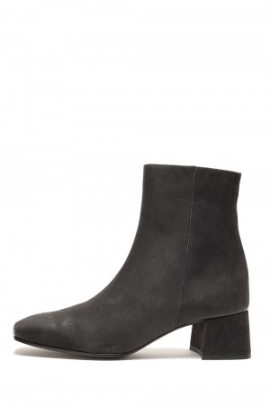 SQUARE TOE SHORT BOOTS -SHRINK BLACK(57) (~Size39)