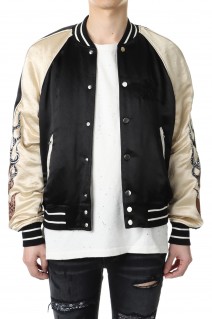 SATIN FLAMES SOUVENIR JACKET-BLACK(PS22MOS020-001)