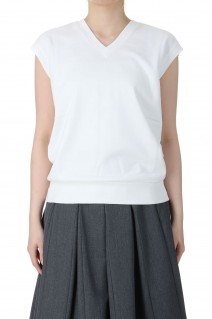 LIGHT FLOWY SWEAT V-NECK VEST -White (A22SV05LU)