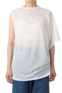 Cotton nylon seer asymmetry Tee -WHITE(PS22-CS15)