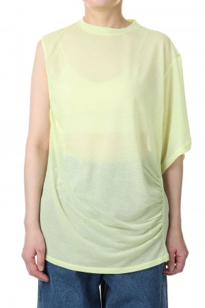 Cotton nylon seer asymmetry Tee -LIME(PS22-CS15)