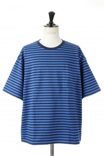 BAGGY TEE S/S COTTON BORDER JERSEY-NAVY BLUE(F274001C)