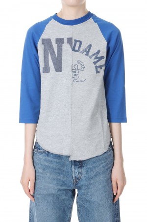 Baseball top / Ladies size-GRAY/BLUE(cc22ss-07)