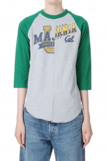 Baseball top / Ladies size-GRAY/GREEN(cc22ss-07)
