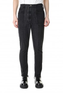 Turned over switching denim pants /Tapered-BLACK-32size(cm22ss-17)