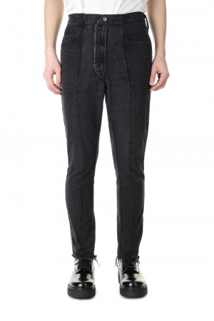 Turned over switching denim pants /Tapered-BLACK-32size(cm22ss-17)