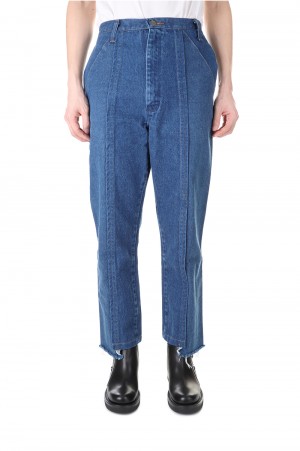 Center fold seam denim slacks-BLUE-30size(cm22ss-18)