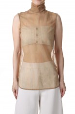 Marble Print Sheer Jersey High Neck Top | www.jarussi.com.br