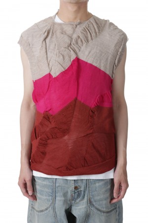 Waterscape Knit Vest(AY10-30)-Pink Border-