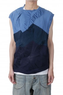 Waterscape Knit Vest(AY10-30)-Blue Border-