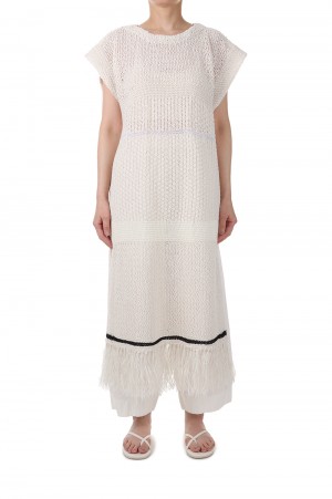 Fringe Pattern Knitvest -ECRU (12210507)