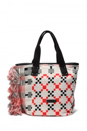 Geometric Jacquard Tote L(22-0427S)-ECRU 051-