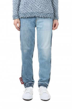 QUARTER DENIM UPCYCLE STRAIGHT PANTS-INDIGO-(22AW29PT201)