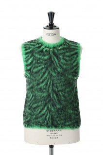 ZEBRA JACQUARD BRUSHED NO SLEEVE TOPS-GREEN-(22AW43KN81)