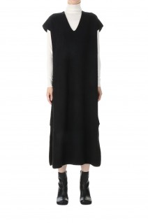 5G single ridge knitting merino wool boucle v-neck one piece(SL7W-267)