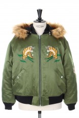 KOREAN Jacket with Fur Hoodie-Khaki-(22AW J-2)