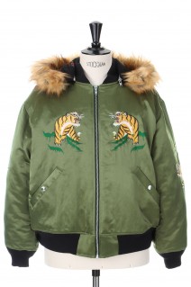 KOREAN Jacket with Fur Hoodie-Khaki-(22AW J-2)