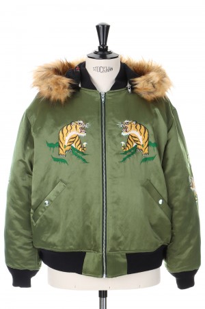 KOREAN Jacket with Fur Hoodie-Khaki-(22AW J-2)