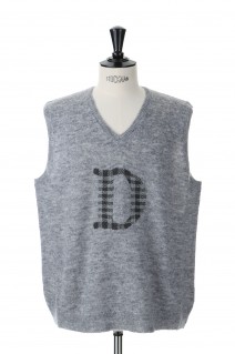 D Mohair School Knit Vest-Fether Grey-(22AW K-6)