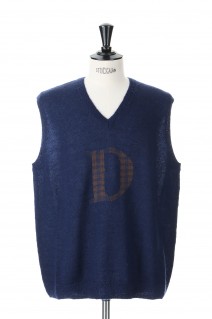 D Mohair School Knit Vest-Navy-(22AW K-6)
