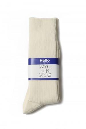 WOOL RIB SOX-WHITE(18AMSIT54)