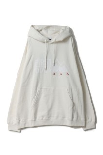 PRINT HOODED COTTON SWEAT/WHITE(F372004C)