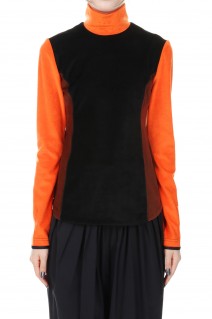 Velour Jersey High Neck Top -Black (MM22FW-JS058)