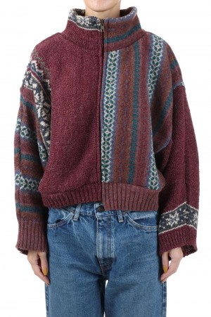 circa make vertically use zip up fairisle sweater -2 (cc22aw-29)