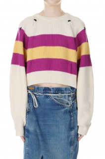 Stripe Crop Knit -PALE YELLOW (204A)