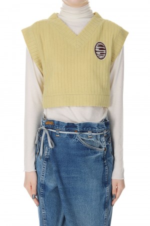 Crop Knit Vest -YELLOW (212A)