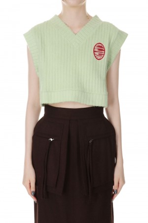 Crop Knit Vest -PALE GREEN (212B)