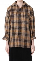 Recycled bishou wool wide skipper shirt-BROWN(18RFATOP-01C)