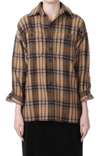 Recycled bishou wool wide skipper shirt-BROWN(18RFATOP-01C)