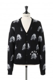 WES LANG REPEAT SKULL CARDIGAN / BLACK（AW22MKC009-001）