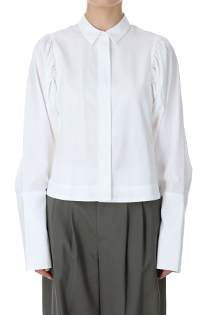 Gathered sleeve shirt -White (SB0603-AW22)